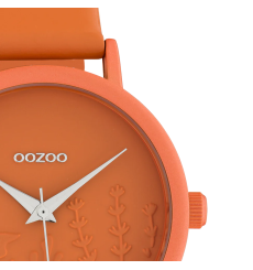 oozoo-montre-femme-cuir-ronde-orange-bijoux totem