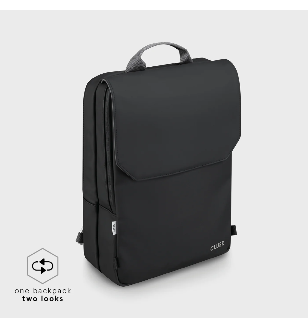 cluse-le réversible-sac à dos-noir-gris-bijoux totem