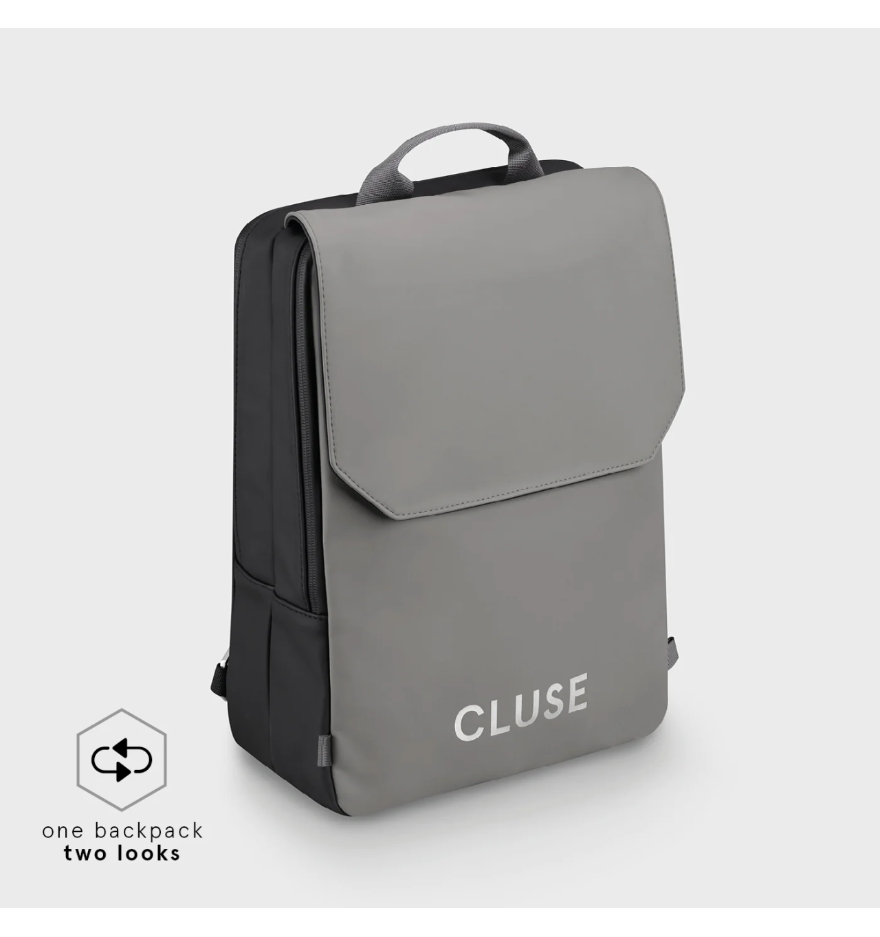 cluse-le réversible-sac à dos-noir-gris-bijoux totem