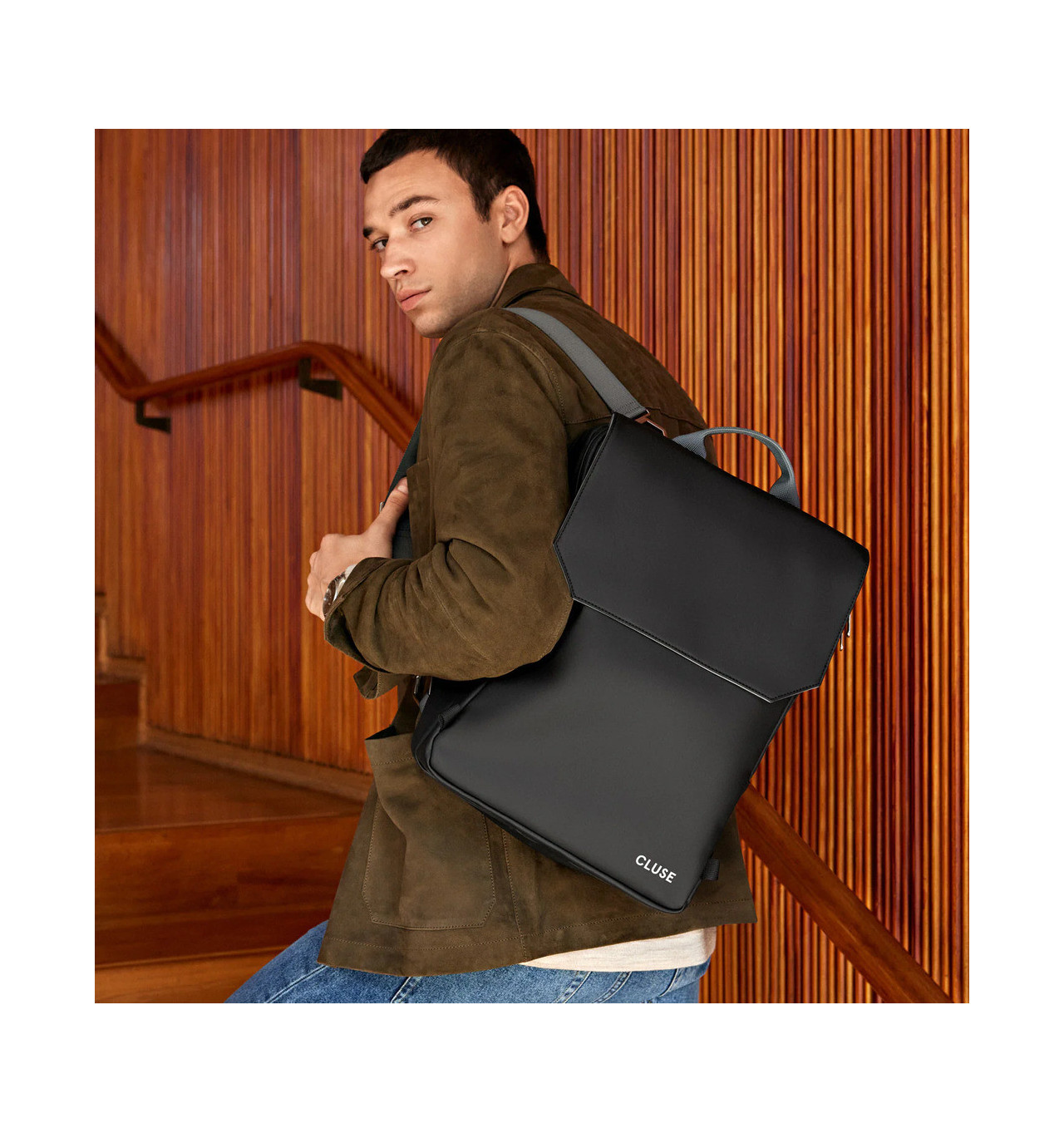 cluse-le réversible-sac à dos-noir-gris-bijoux totem