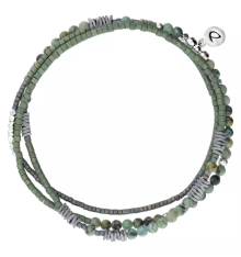 doriane-bijoux-élastiqué-3 tours-bracelet-homme-kaki-argent-bijoux totem