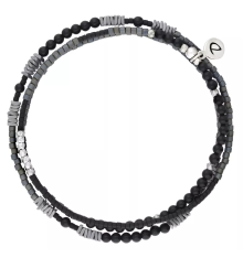 doriane-bijoux-élastiqué-3 tours-bracelet-homme-noir-argent-bijoux totem