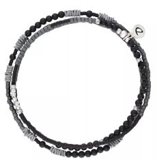 doriane-bijoux-élastiqué-3 tours-bracelet-homme-noir-argent-bijoux totem