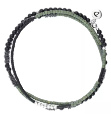 doriane-bijoux-élastiqué-3 tours-bracelet-homme-noir-kaki-argent-bijoux totem