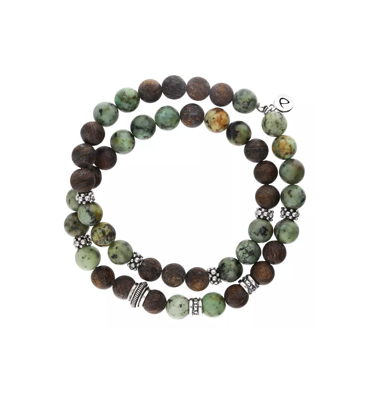 doriane-bijoux-élastiqué-double rangs-bracelet-homme-bronzite-argent-bijoux totem