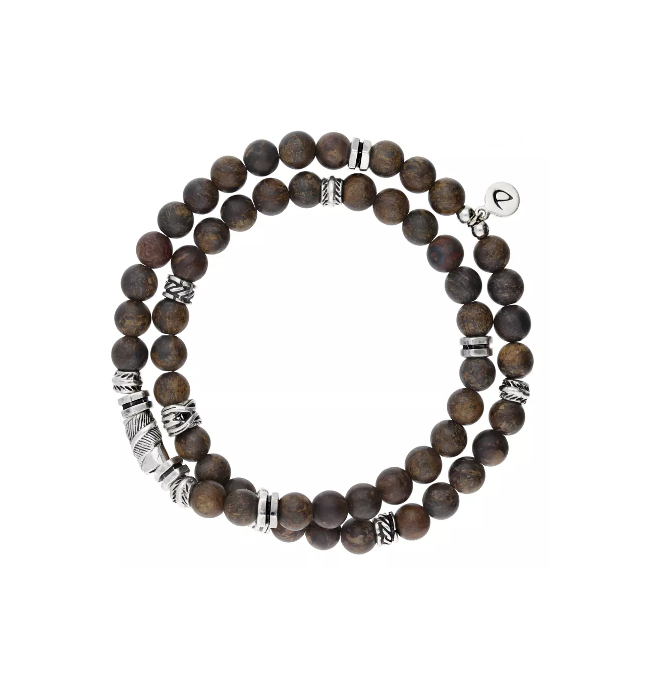 doriane-bijoux-élastiqué-double rangs-bracelet-homme-bronzite-argent-bijoux totem