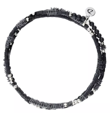 doriane-bijoux-élastiqué-3 rangs-bracelet-homme-noir-gris-argent-bijoux totem
