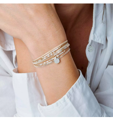 doriane bijoux-bracelet-argent-2 tours-beige-écru-bijoux totem