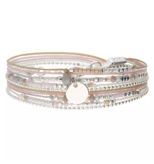 doriane bijoux-bracelet-argent-2 tours-beige-rose-bijoux totem.