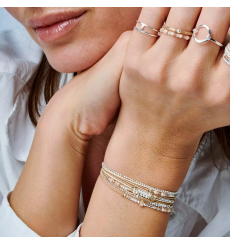 doriane bijoux-bracelet-argent-2 tours-beige-écru-bijoux totem.