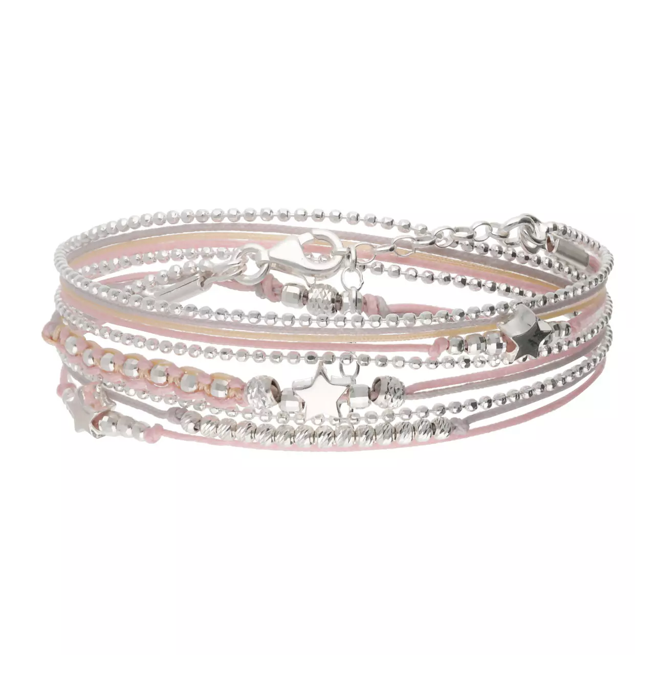 doriane bijoux-bracelet-argent-3 tours-beige-rose-bijoux totem.