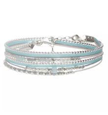 doriane bijoux-bracelet-argent-2 tours-bleu-blanc-gris-bijoux totem.