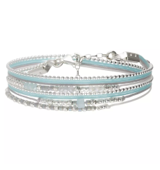 doriane bijoux-bracelet-argent-2 tours-bleu-blanc-gris-bijoux totem.