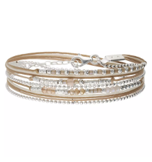 doriane bijoux-bracelet-argent-2 tours-beige-ecru-bijoux totem.