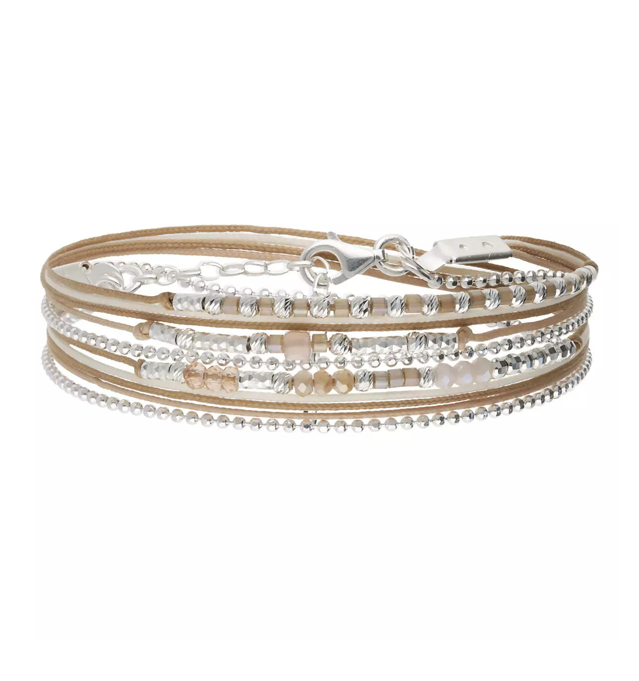 doriane bijoux-bracelet-argent-2 tours-beige-ecru-bijoux totem.