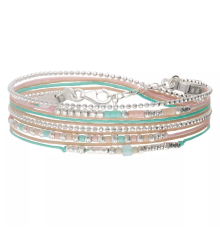 doriane bijoux-bracelet-argent-2 tours-beige-rose-turquoise-bijoux totem.