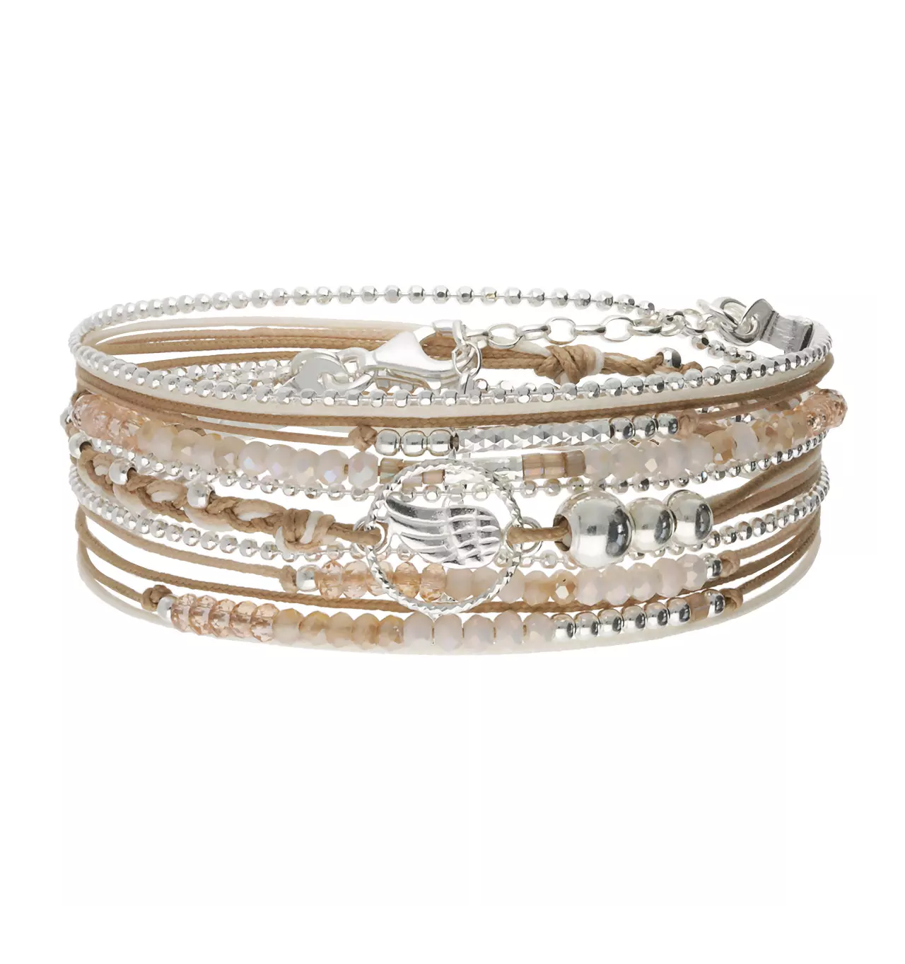 doriane bijoux-bracelet-argent-3 tours-beige-ecru-bijoux totem.