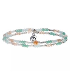 doriane-bijoux-bracelet-2 tours-extensible-argent-blanc-beige-vert-bijoux totem.