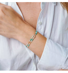 doriane-bijoux-bracelet-2 tours-extensible-argent-blanc-beige-vert-bijoux totem.