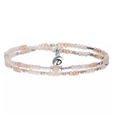 doriane-bijoux-bracelet-2 tours-extensible-argent-beige-écru-bijoux totem