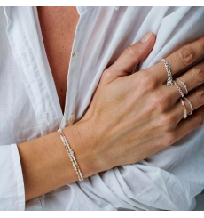 doriane-bijoux-bracelet-2 tours-extensible-argent-beige-écru-bijoux totem