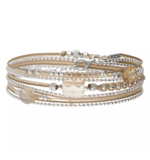 doriane bijoux-viruose-bracelet-argent-3 tours-beige-écru-bijoux totem.
