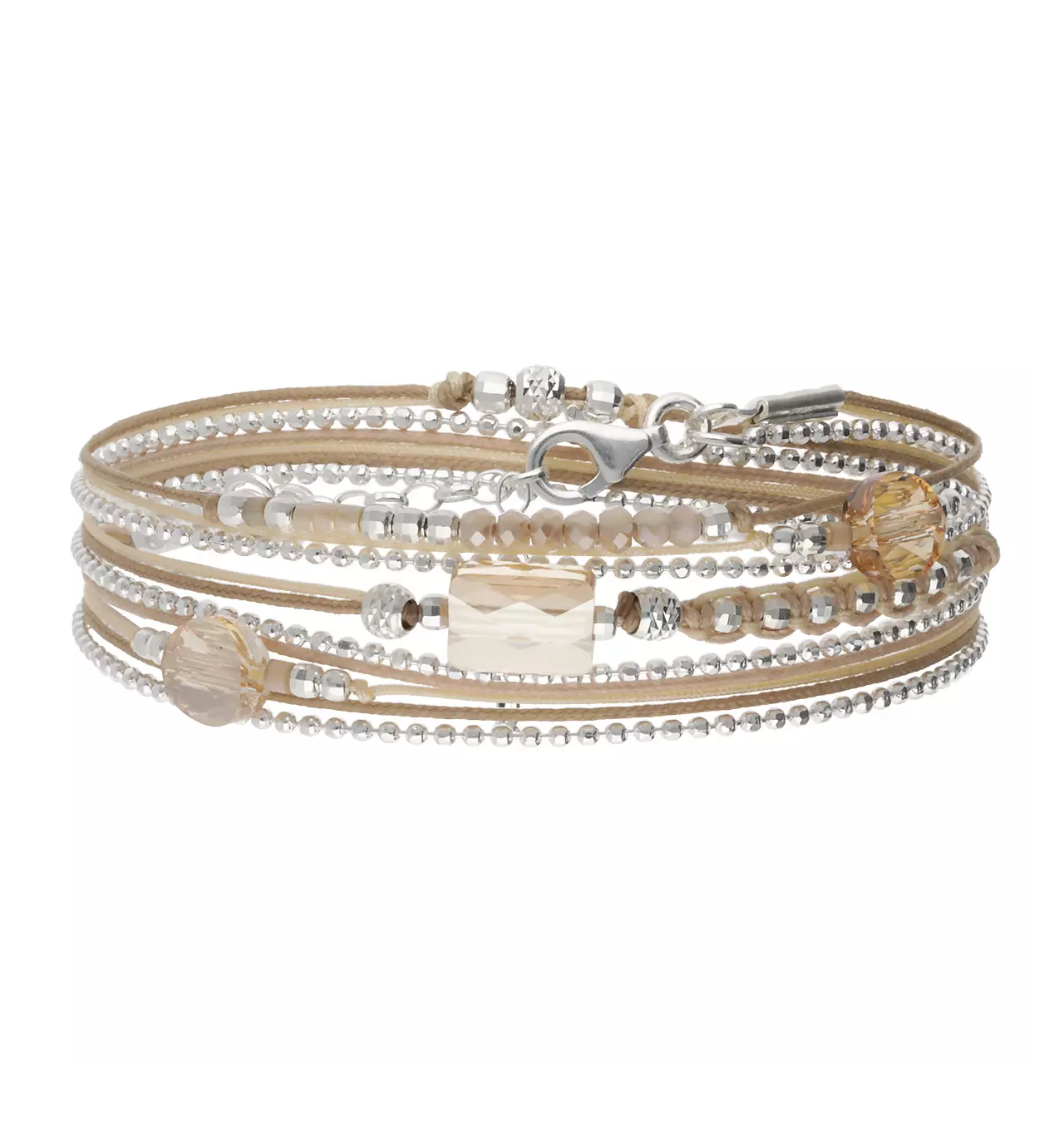 doriane bijoux-viruose-bracelet-argent-3 tours-beige-écru-bijoux totem.
