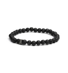 gemini-black lava-bracelet-pierre de lave-acier-extensible-homme-bijoux totem