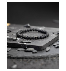 gemini-black lava-bracelet-pierre de lave-acier-extensible-homme-bijoux totem