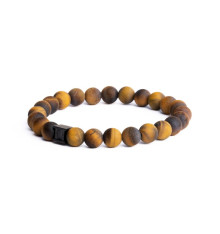 gemini-bracelet-black tiger-acier-pierre de tigre-extensible-homme-bijoux totem
