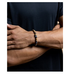 gemini-bracelet-black tiger-acier-pierre de tigre-extensible-homme-bijoux totem