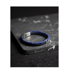 gemini-bracelet-triplux-bleu-acier-cuir-3 rangs-homme-bijoux totem