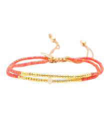 belle mais pas que-summer crush corail-bracelet-ajustable-ambre-double rangs-bijoux totem