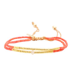 belle mais pas que-summer crush corail-bracelet-ajustable-ambre-double rangs-bijoux totem