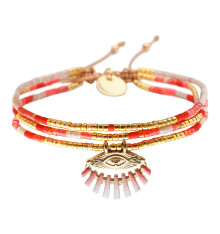 belle mais pas que-summer crush corail-bracelet-ajustable-capucine-3 rangs-bijoux totem