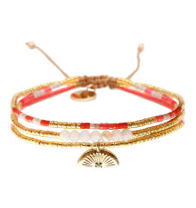 belle mais pas que-summer crush corail-bracelet-ajustable-elya-3 rangs-bijoux totem