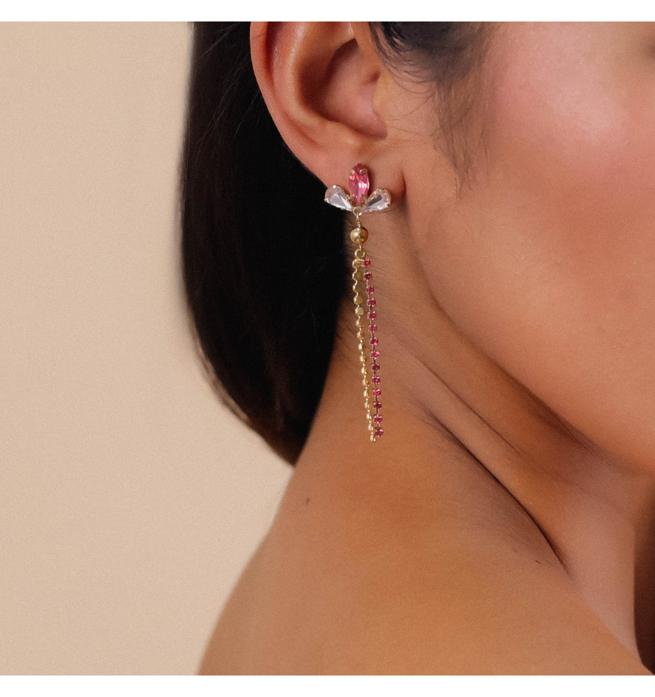 franck herval-Irene-boucles d'oreilles-longues strass-bijoux totem.