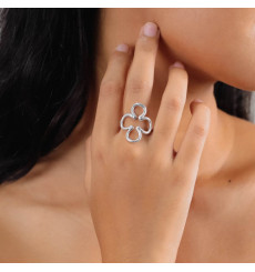 ori tao bijoux-clover-bague-ajustable-argentée-bijoux-totem.