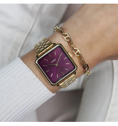 cluse-tetragone-dark cherry-montre-femme-acier-doré-bijoux totem