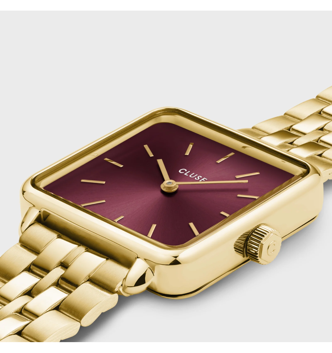 cluse-tetragone-dark cherry-montre-femme-acier-doré-bijoux totem