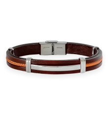 elden-paris-jeff2-bracelet homme-acier-cuir-marron-bijoux totem