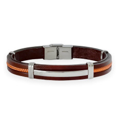 elden-paris-jeff2-bracelet homme-acier-cuir-marron-bijoux totem