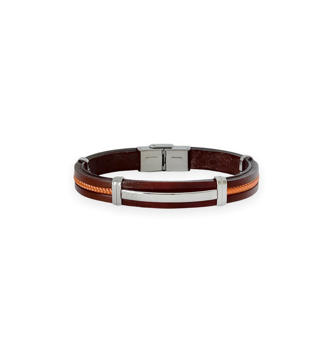 elden-paris-jeff2-bracelet homme-acier-cuir-marron-bijoux totem