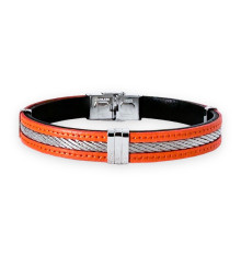 elden-paris-will-bracelet homme-acier-cuir-orange-bijoux totem