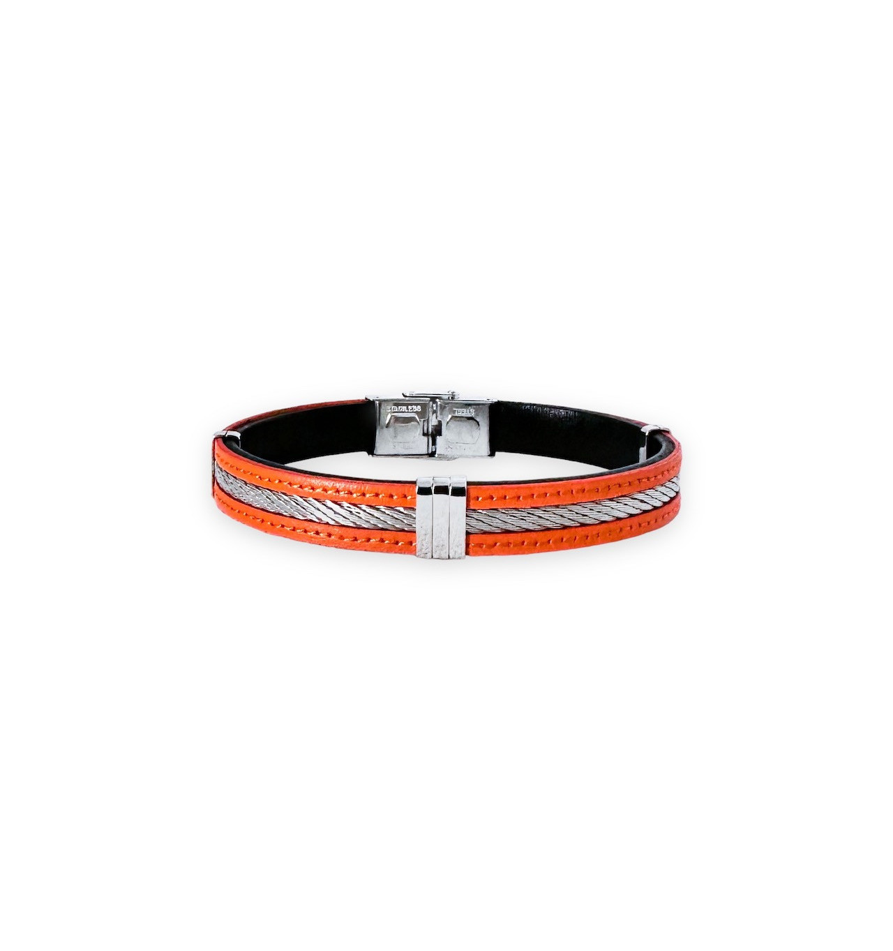 elden-paris-will-bracelet homme-acier-cuir-orange-bijoux totem