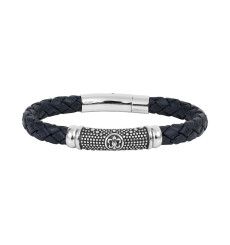 elden-paris-bracelet homme-acier-cuir-bleu-bijoux-totem