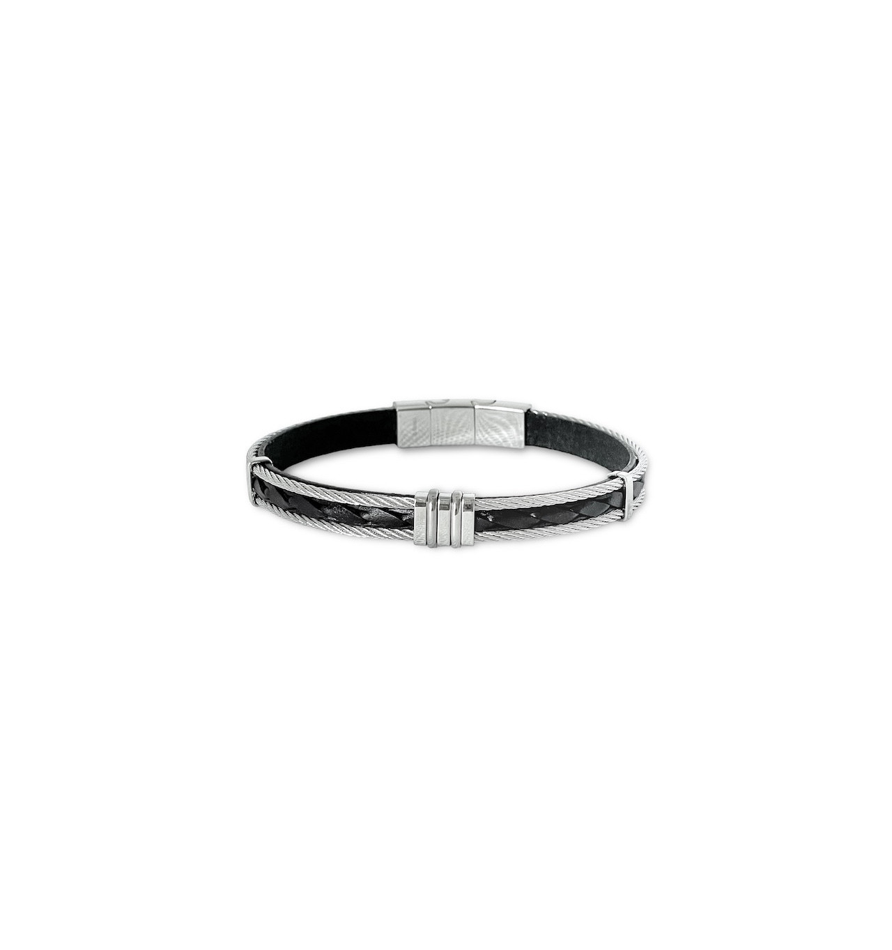 elden-paris-louis-bracelet homme-acier-cuir-noir-bijoux-totem