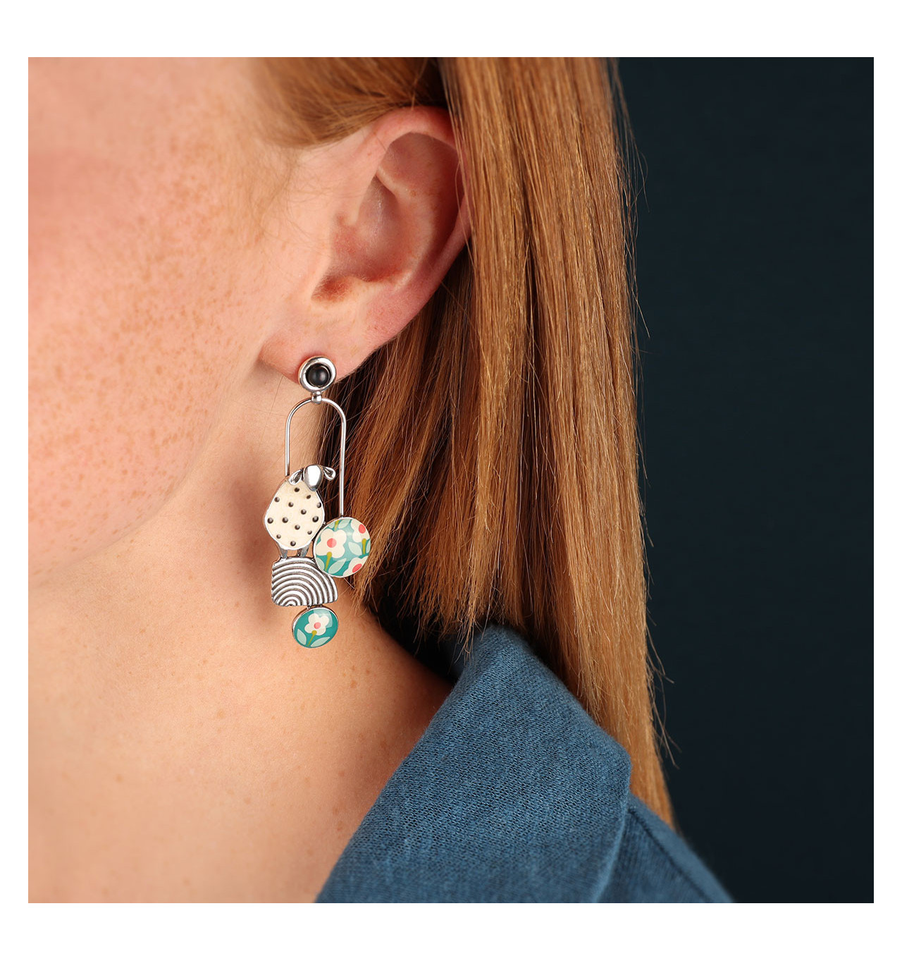 taratata-bijoux-tweed-boucles d'oreilles-fantaisies-dépareillées-bijoux-totem