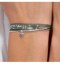 doriane-bijoux-cœur love-kaki-bracelet-argent-2 tours-bijoux-totem.