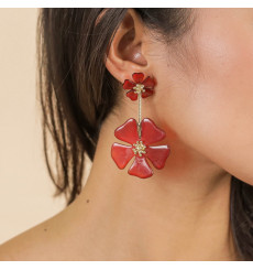 nature bijoux-hibiscus-boucles d'oreilles-longues-bijoux totem.